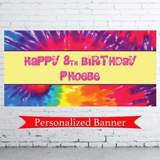 Tie Dye Party Personalized Party Banner Retro Party Flower Power Party Decor