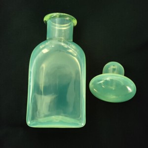 Antique Hand Blown Bottle, Opalesent  APOTHECARY- PHARMACY JAR WITH MUSHROOM LID