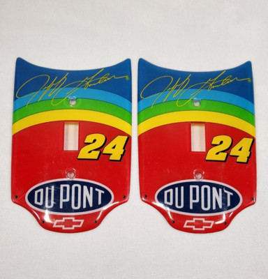 NEW Lot of 2 Jeff Gordon #24 Nascar Dupont Hood Racing Light Switch Plate Cover