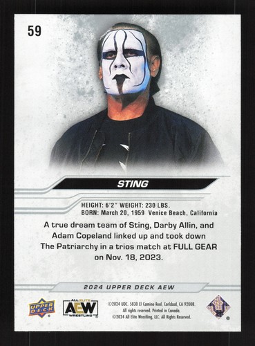2024 Upper Deck AEW #59 Sting - Picture 2 of 2