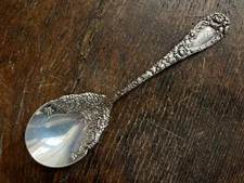 Antique Sterling DURGIN CHRYSANTHEMUM 1893 Sugar Serving Spoon ART NOUVEAU WOW!