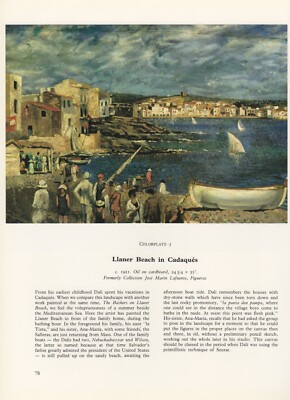 1976 Vintage SALVADOR DALI ''Llaner Beach in Cadaque's''' Color Art Print Litho