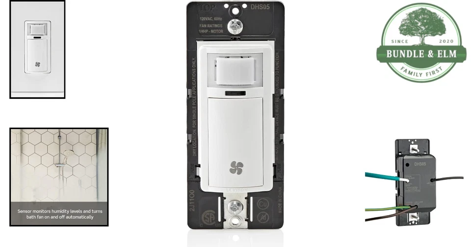 Humidity Sensor Switch for Bathroom Exhaust Fan Moisture Control White - Image 2 of 4