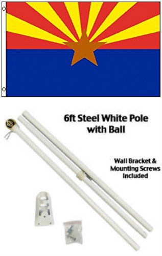 3x5 State of Arizona Flag White Pole Kit Gold Ball Top 3'x5' - Picture 1 of 1