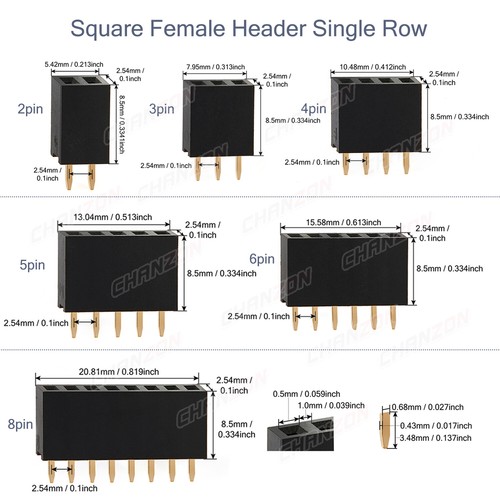 Male Female 2.54mm pitch 40 Pin Headers Single Double Row Gold Plated Connector - Picture 5 of 14