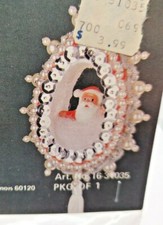 LeeWards PANORAMA SANTA Claus Vintage Sequin Bead Christmas Ornament Kit NOS