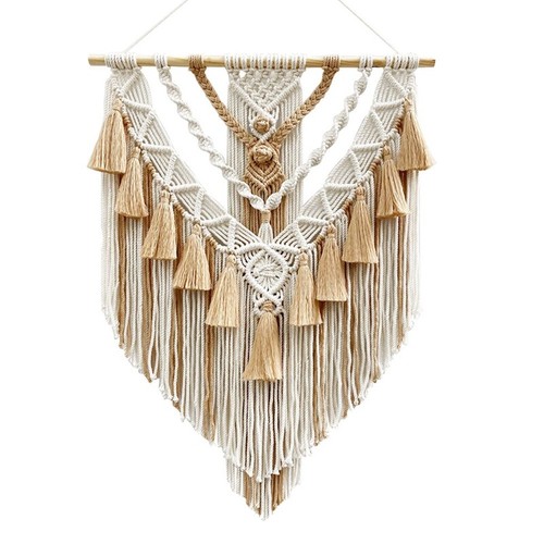 Macramé Fait Main Boho Macramé Tenture Murale Géométrique Tissé Bohème Tapisserie Murale Décoration Salon Chambre Bohème