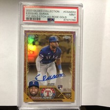 EZEQUIEL DURAN 2023 Topps Gilded Collection Auto Psa 9 Gold Etch 5/25 Rose Gold