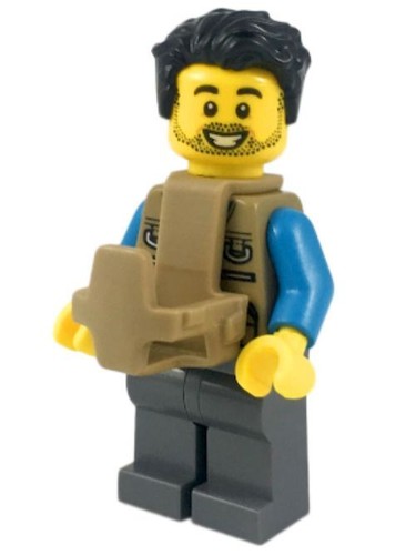 LEGO® Minifig cty0919 - Camper - Male, Dark Tan Vest over Dark Azure Shirt - 第 1/1 張圖片