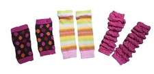Lot Of Baby / Toddler Girls Leg Warmers 3 Pairs Pink Ruffles Polkadots Stripes