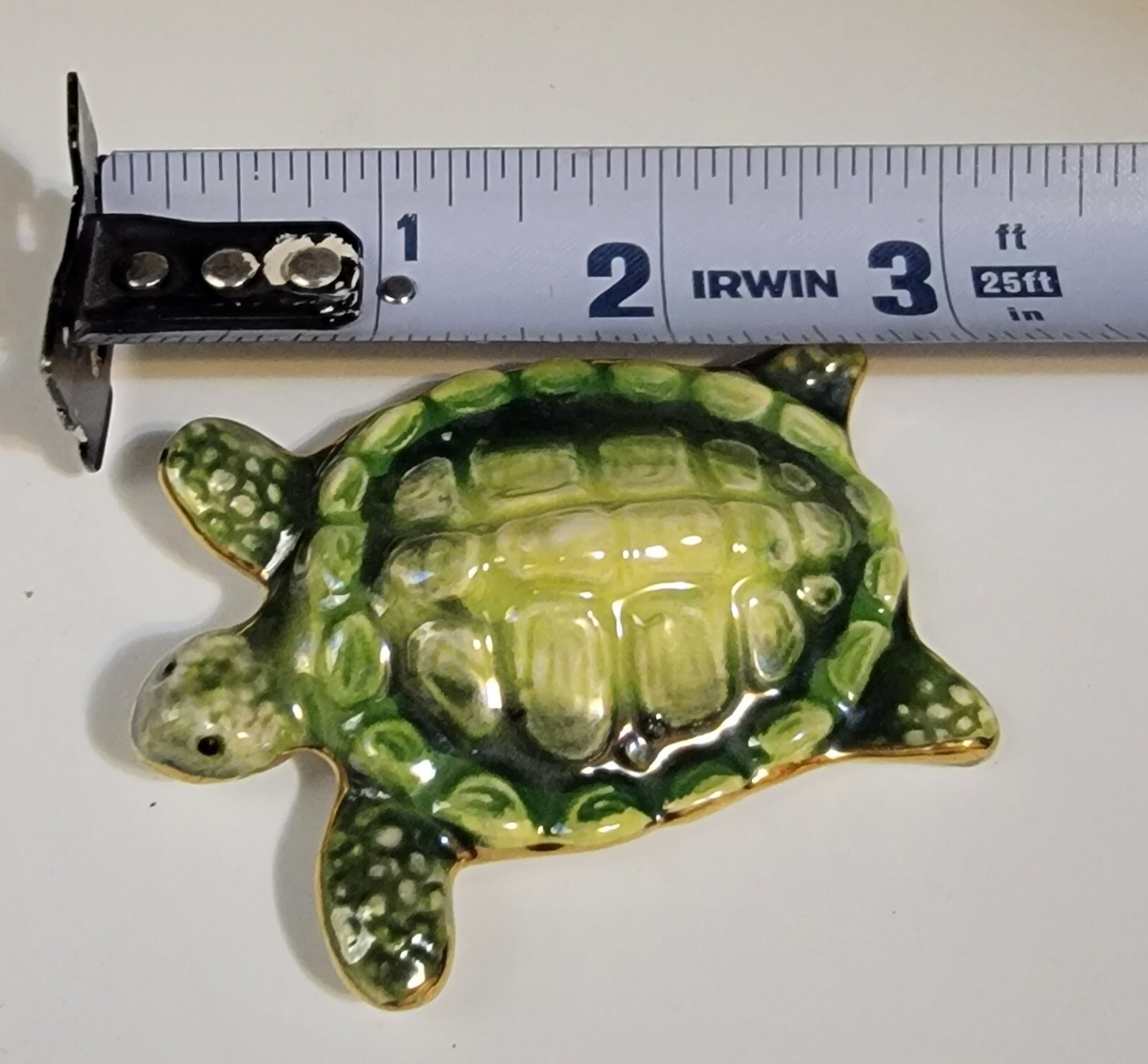Artisan Turtle Brooch Ceramic 3" EUC Handmade Han… - image 5