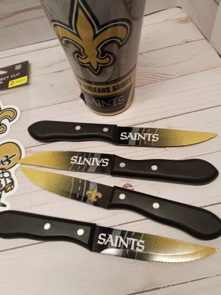 Lote de 4 facas e decalques para bife Tervis New Orleans Saints NFL 30 floz Tumbler - Imagem 2 de 4