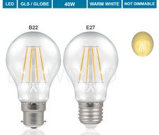 Image of LED Bulb B22 Bayonet E27 Screw GLS Lamp Filament Light Bulbs Daylight Warm White