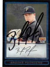 Brooks Pounders autographed baseball card 2010 Topps Bowman Chrome BDPP11 Rookie