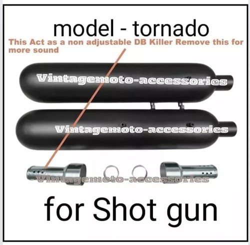 Fit for Royal Enfield Shotgun 650cc Stainless Steel Tornado Silencer Black - Picture 2 of 8