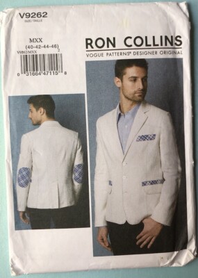 Vogue 9262 Men s Sporty Coat Jacket,Elbow  Patches Sz 40- 46 Uncut Ron Collins
