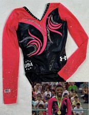 Under Armour GK Gymnastics Leotard 2014 WORLDS NATIONAL TEAM Flag USA Comp CHINA