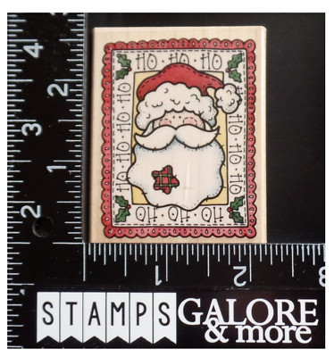 RUBBER STAMPEDE RUBBER STAMPS A1443E COUNTRY SANTA PORTRAIT HO HO CHRISTMAS 2313