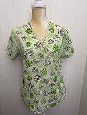 SB SCRUBS St. Patrick's Day SMALL Medical Scrub Top - Green Irish Clover Lucky