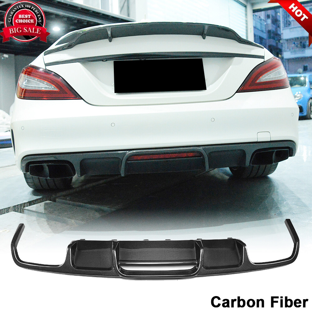For Mercedes W218 CLS400 CLS63  Carbon Fiber Rear Bumper Diffuser Lip Spoiler