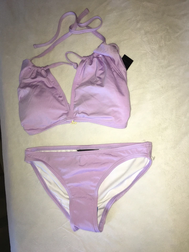Carmen Marc Valvo Traje de Baño Bikini Conjunto de 2 piezas Cuello Alto Volantes Lavanda TALLA XS NUEVO Foto 4 de 4