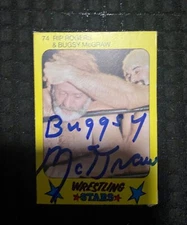 SIGNED BUGGSY MCGRAW MONTY CARD! 1986! NWA! JIM CROCKETT! FLORIDA! AUTO!