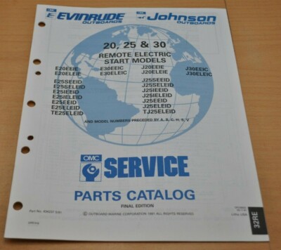 OMC 20 25 30  Models Parts Catalog Johnson Evinrude Bootsmotor Ersatzteilliste