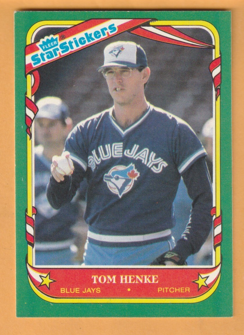 Tom Henke Toronto Blue Jays 1987 Fleer Star Stickers #57 Jefferson City Missouri