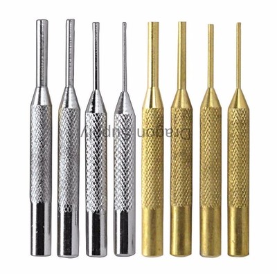 New 8pc Pin Punch Set - 4 Brass & 4 Chrome #ST1024C * US FREE SHIPPING *