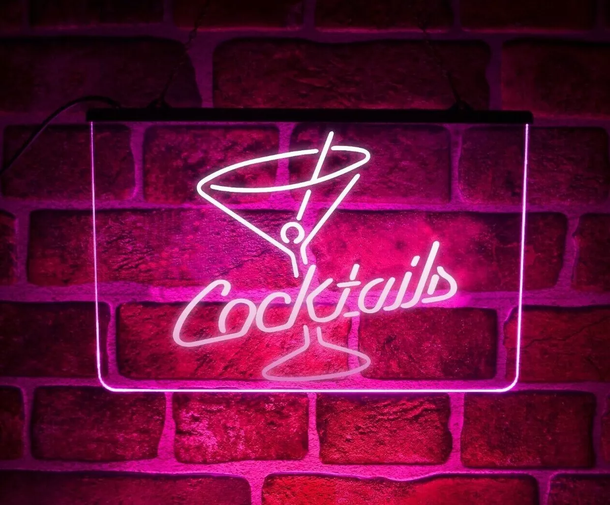 Cocktails LED Neon Light Up Sign Hanging Wall Display D cor For Home Bar Pub