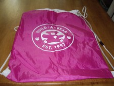 EUC Build A Bear BABW Drawstring Cinch Bag Backpack Tote Nylon Fuchsia Pink