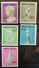 Lot of 5 Paraguay Stamps, New, Classical Statues and Sculpture