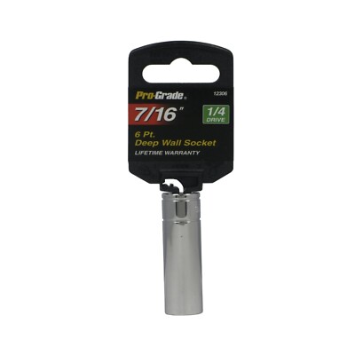 Pro Grade 12306 Deep Socket 7/16'' with 1/4'' Drive 6 Points SAE with Free Ship
