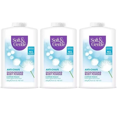 SOFT & GENTLE Soft and Gentle Fresh Cotton Talc Free Cotton Body Powder 250g Pack 3