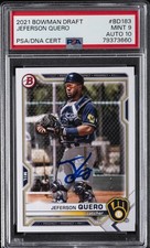 2021 BOWMAN DRAFT #BD183 JEFERSON QUERO PSA 9 AUTO 10