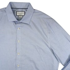 Charles Tyrwhitt Dress Shirt Mens 17/34 Blue Slim Fit Non-Iron Geometric Print