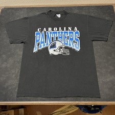 Vintage Carolina Panthers Shirt Black NFL Football Helmet Single Stitch 90s Crew