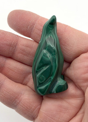 VTG Natural Solid Malachite Stone 1 7/8  Penguin Figurine: Beautiful Condition