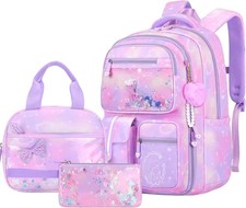 Ensemble de Sac à Dos Fille Primaire 3 Pièce, Kawaii Cartable Enfant Scolaire, S