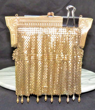 Vintage Art Deco Whiting  Davis Gold Mesh Metal Evening Bag Purse AS IS