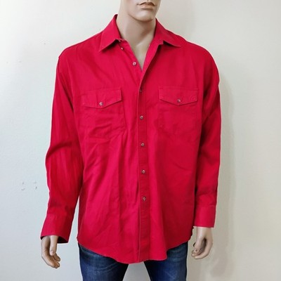 Wrangler Men's Western Rodeo Shirt Size XL Red Button Down Long Sleeve