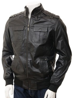 New Men Motorcycle Leather Black Genuine Leather Bomber Jacket XS-3XL FB600
