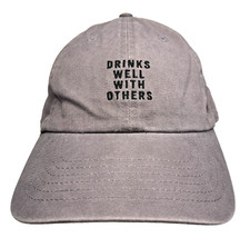 New Drinks Well With Others Gray Cap Baseball Hat Adult L Adjustable Bass Co