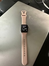 Apple Watch Series 3 GPS/LTE 38mm Silver Aluminum Case Beig Silicone Band READ 