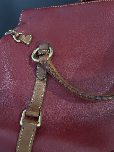 Dooney & Bourke Florentine Satchel Red & Brown W/ Dust bag - Good Condition - Picture 10 of 13