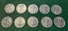 (Lot of 10) Walking Liberty 90% Silver Half Dollar Coins 1936-1945 Circulated