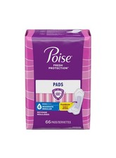 Poise 4 Drop 66ct Pads Absorbency, Regular Length Incontinence Pads  