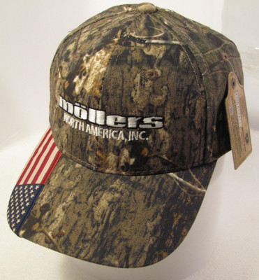 Mollers Noth America Hat Adjustable Patriotic Flag Logo Mossy Oak Camouflage Cap