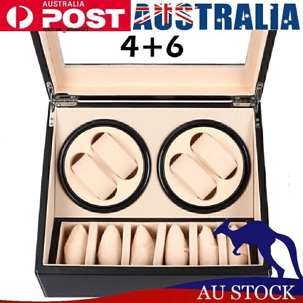 4+6 Watch Winder Automatic Rotation Leather Storage Watch Display Box Case  AU