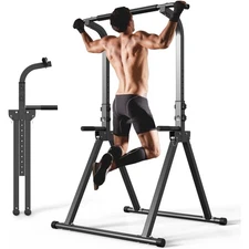 Foldable Pull Up Bar Free Standing Multi-function Power Tower Dip Bar Home Gym